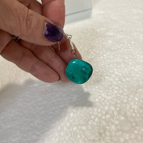 Elegant Silver and Teal Earrings Set ( 2 pairs ) - Picture 6 of 11